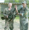 Jimmy Pate & Wade Gill with 18# Eastern Wild Turkey. Jimmy manufactures wild  turkey calls.The Wild Turkey is native to North America and is the heaviest member of the Galliformes. It is one of two species of turkey, the other being the Ocellated Turkey, found in Central and South America.) Adult Wild Turkeys spurs on their lower legs.Turkeys vocalizations: "gobbles," "clucks," "putts," "purrs," "yelps," "cutts," "cackles," and "kee-kees." In early spring, male turkeys, also called gobblers or toms, gobble to announce their presence to females and competing males. The gobble can carry for up to a mile. hens "yelp" to let gobblers know their location. Gobblers often yelp in the manner of females, and hens can gobble, Immature males, called jakes, yelp often.